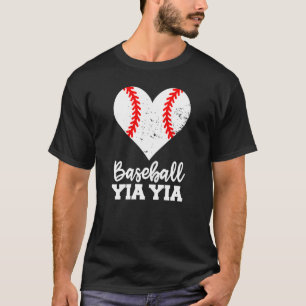 Baseball Yia Yia Baseball Heart Grandma YiaYia T-Shirt