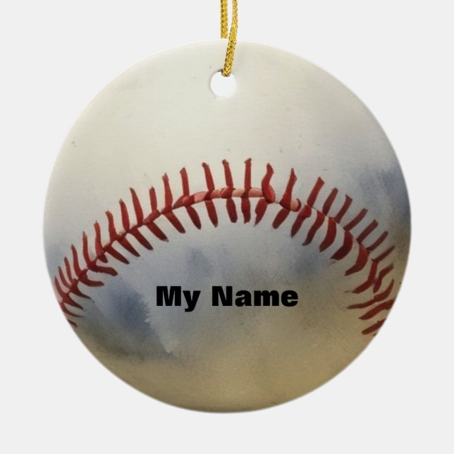Baseball Your Name Ceramic Ornament (Front)