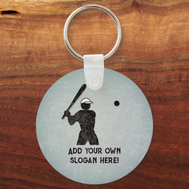 Baseballer - Action Pose - your text on both sides Keychain (Front)