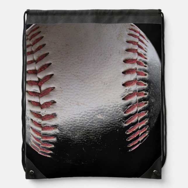 Baseballs Baseball Stitches Photography Drawstring Bag (Front)