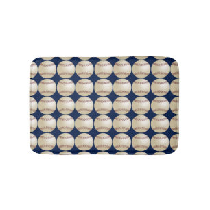Baseballs Blue or Choose Your Color Plush Bath Mat