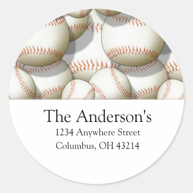 Baseballs Design 2 Address Labels/Stickers Classic Round Sticker (Front)