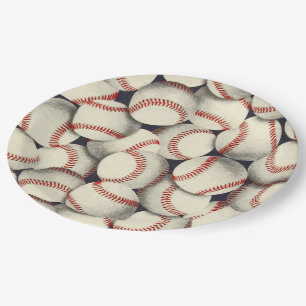 Baseballs En Masse Paper Plates