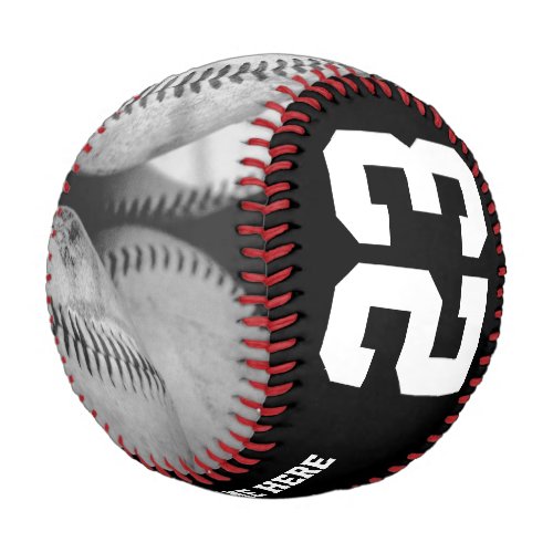 Baseballs in Black and White Custom Jersey Number