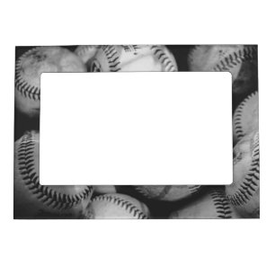 Baseballs in Black and White Magnetic Photo Frame