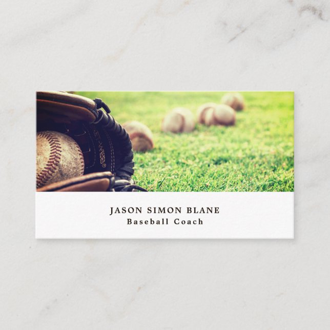 Baseballs on Field, Baseball Player, Coach Business Card (Front)