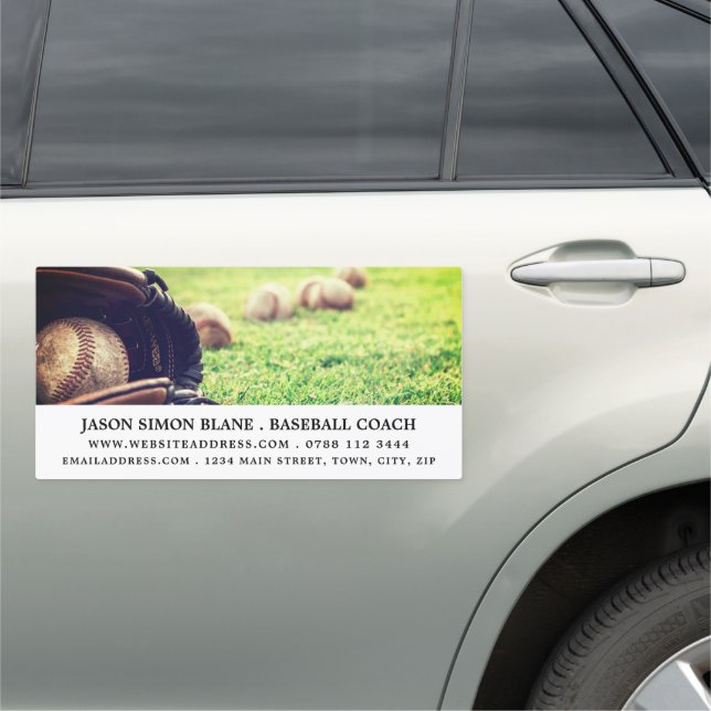 Baseballs on Field, Baseball Player, Coach Car Magnet (In Situ)