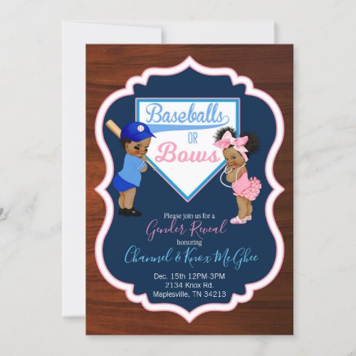 Baseballs or Bows Invitation