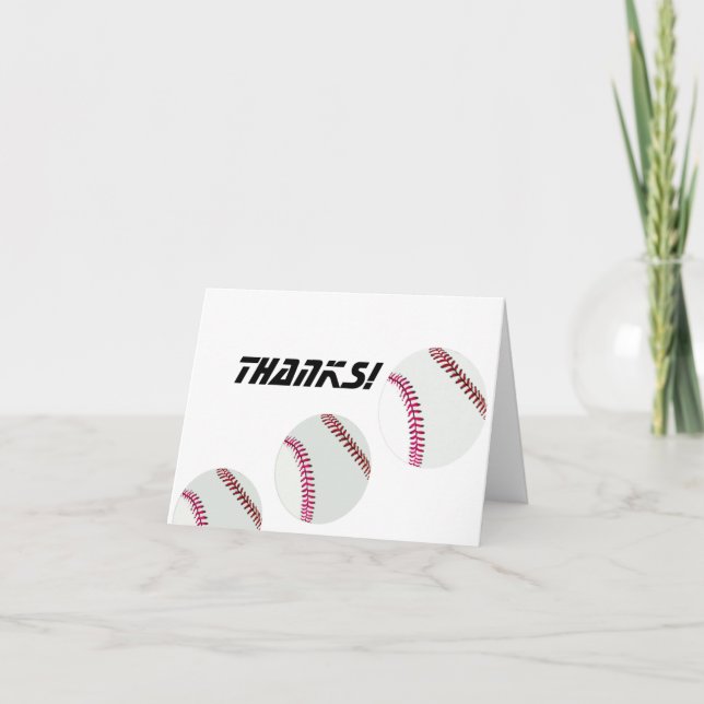 Baseballs or Softballs Letterpress Thank You Card (Front)