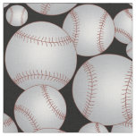 Baseballs Pattern Gray Fabric