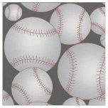Baseballs Pattern Gray Fabric