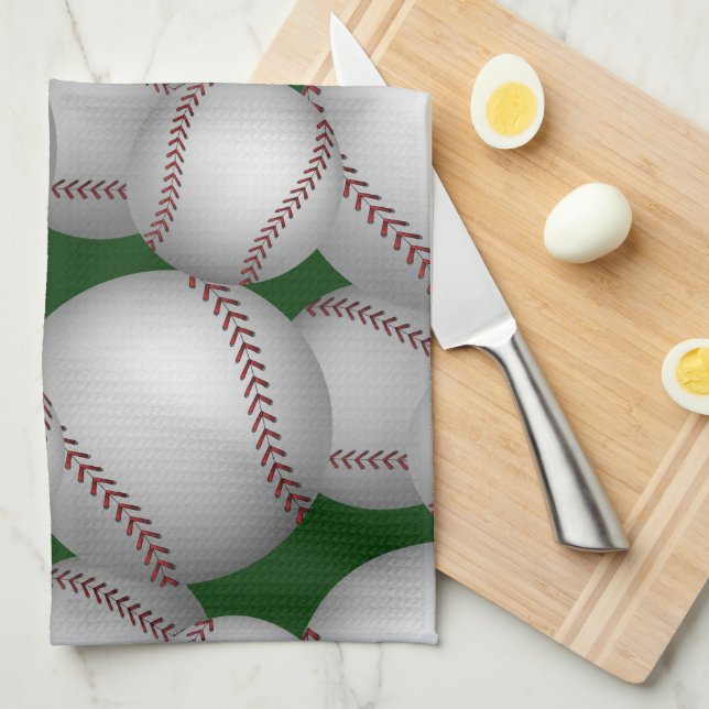 Baseballs Pattern Kitchen Towel (Quarter Fold)