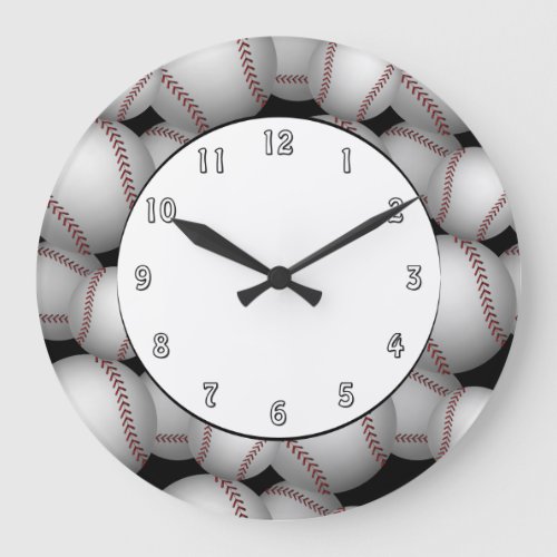 Baseballs Pattern Large Clock