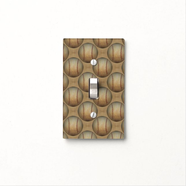 Baseballs Pattern Light Switch Cover (In Situ)