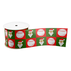 Baseballs & Santa Clause Baseball Player Christmas Satin Ribbon