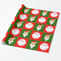 Volleyball and Santa Clause Red & Green Christmas Wrapping Paper, Zazzle