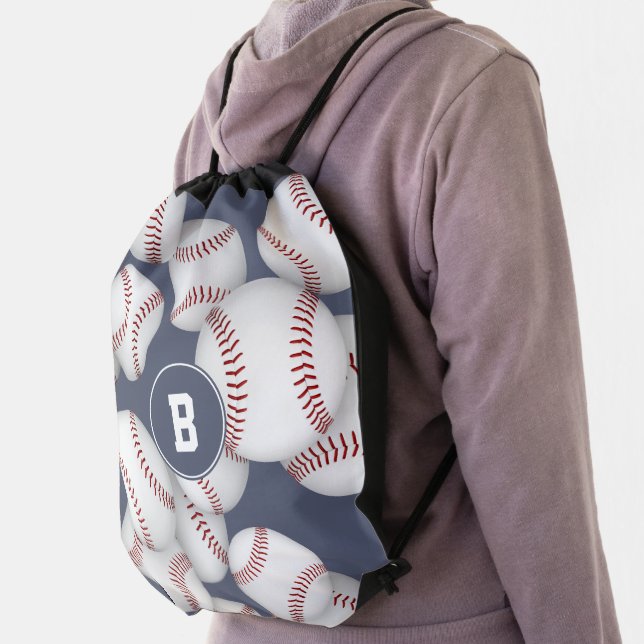 baseballs softballs kids monogrammed drawstring bag (Insitu)