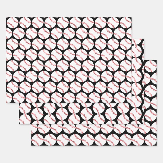 Baseballs Sport Design Wrapping Paper Sets (Set)