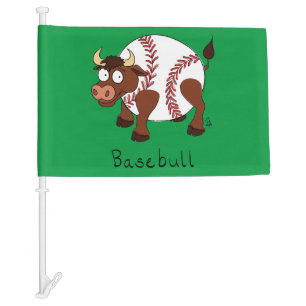 Basebull Funny Baseball Bull Car Flag