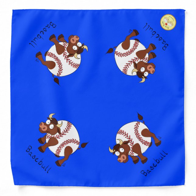 Basebull Funny Baseball Bull Handkerchief Bandana (Front)