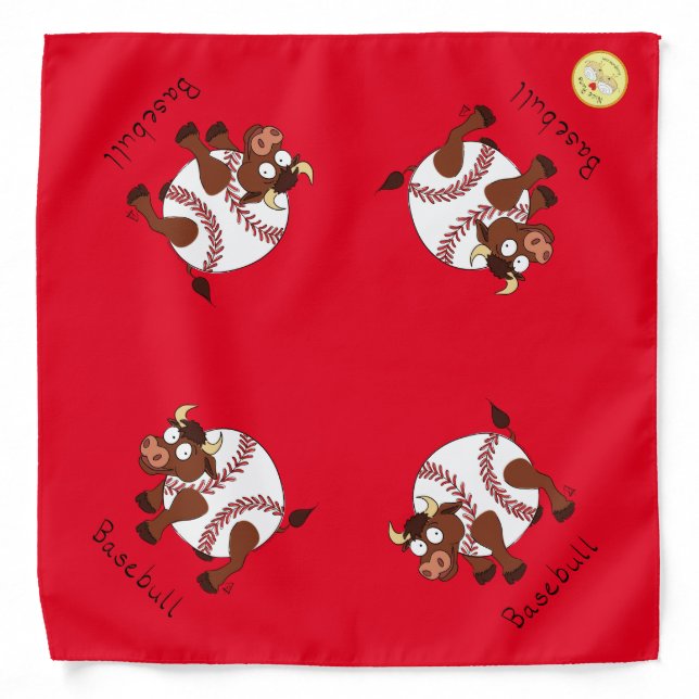 Basebull Funny Baseball Bull Handkerchief Bandana (Front)