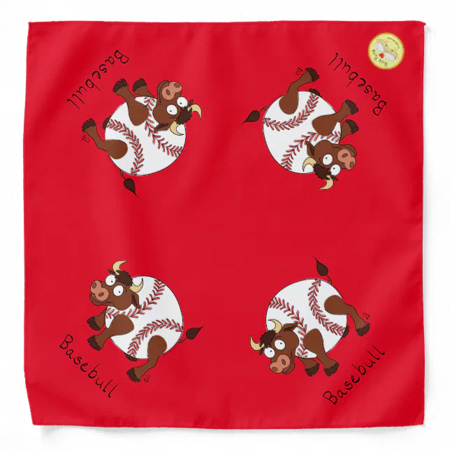 Basebull Funny Baseball Bull Handkerchief Bandana | Zazzle