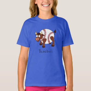Basebull Funny Baseball Bull Kid's Girl's T-Shirt