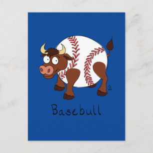 Basebull Funny Bull Baseball Postcard