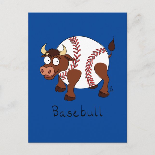 Basebull Funny Bull Baseball Postcard (Front)