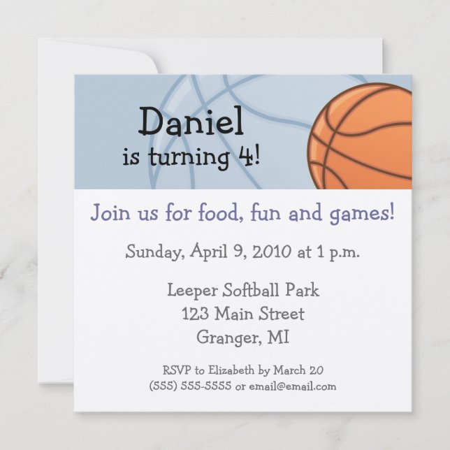 Baseketball Birthday Party Invitations 5.25 in (Front)
