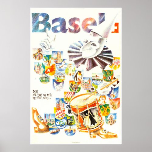 Basel Die stadt am Rhein Suisse Travel Poster