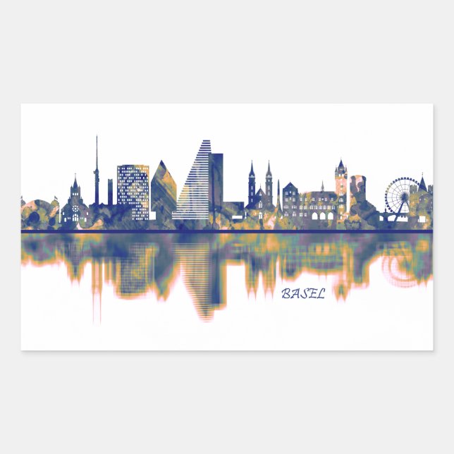 Basel Skyline Rectangular Sticker (Front)