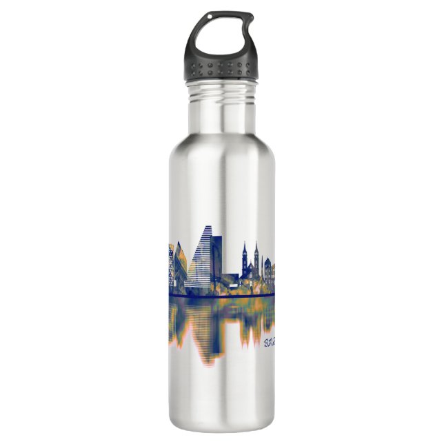 Basel Skyline Stainless Steel Water Bottle (Front)