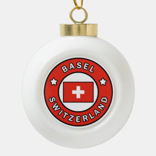 Basel Switzerland Ceramic Ball Christmas Ornament