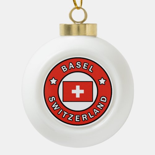 Basel Switzerland Ceramic Ball Christmas Ornament