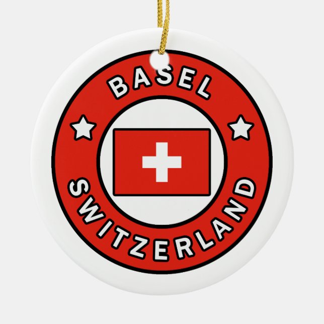 Basel Switzerland Ceramic Ornament (Front)