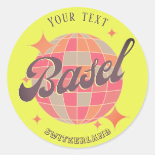 Basel Switzerland Grüezi colorful party grüzi Classic Round Sticker