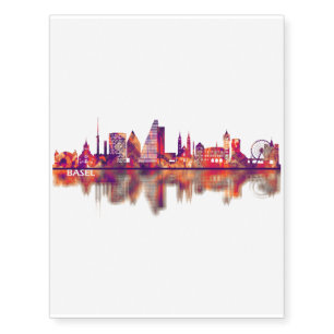 Basel Switzerland Skyline Temporary Tattoos