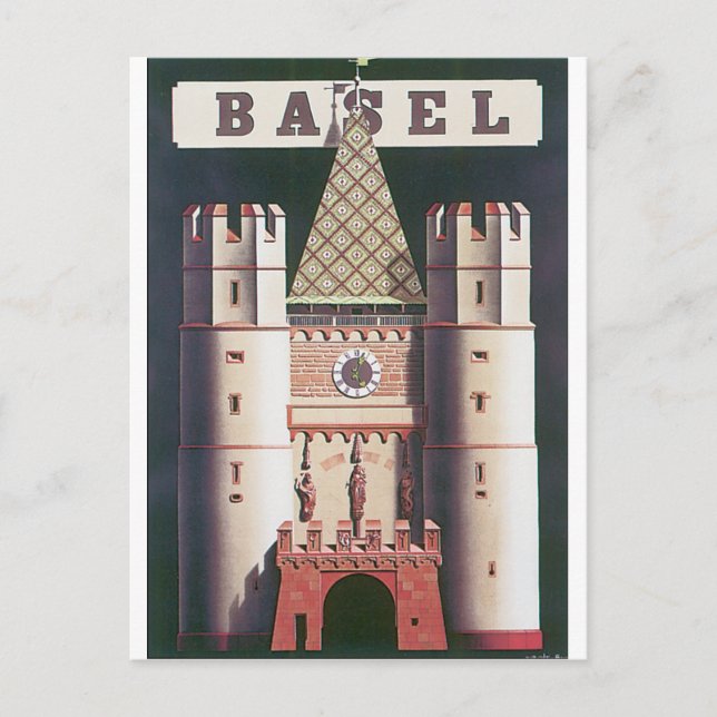 Basel Vintage Travel Poster Postcard (Front)