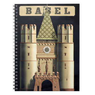 Basel vintage travel poster Restored Notebook