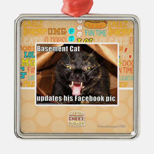 Basement Cat Metal Ornament (Front)