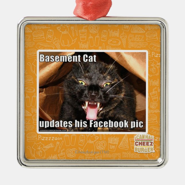 Basement Cat Metal Ornament (Front)