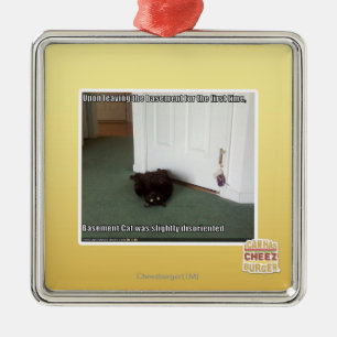 Basement Cat, slightly disoriented Metal Ornament