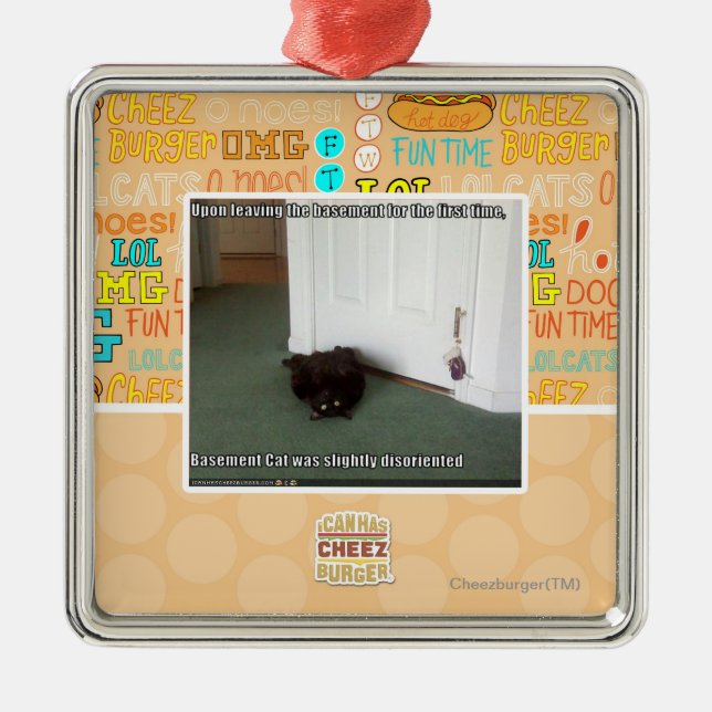 Basement Cat, slightly disoriented Metal Ornament (Front)