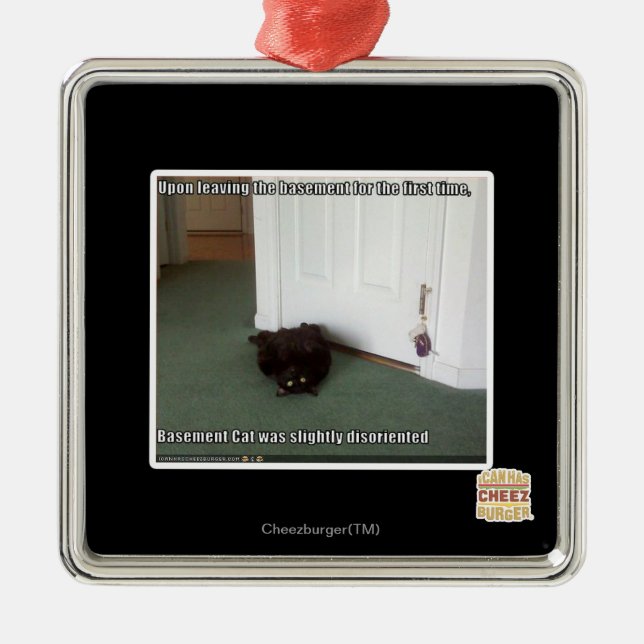 Basement Cat, slightly disoriented Metal Ornament (Front)