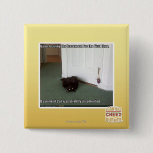 Basement Cat, slightly disoriented Pinback Button