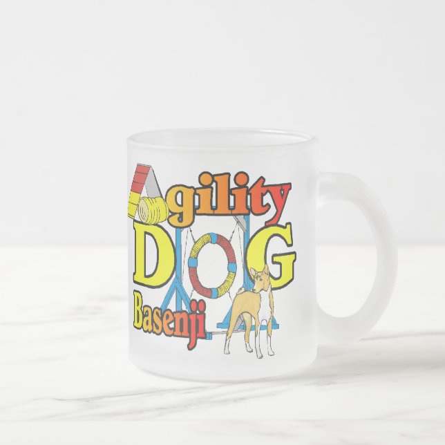 Basenji Agility Gifts Frosted Glass Coffee Mug (Right)