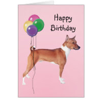 Basenji, Birthday Balloons Card