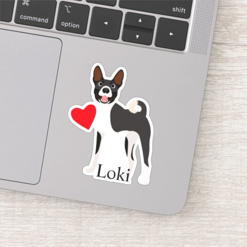 Basenji Black and White Personalized Name Cute Sticker