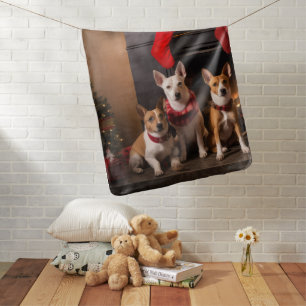 Basenji by the Fireplace Christmas Baby Blanket